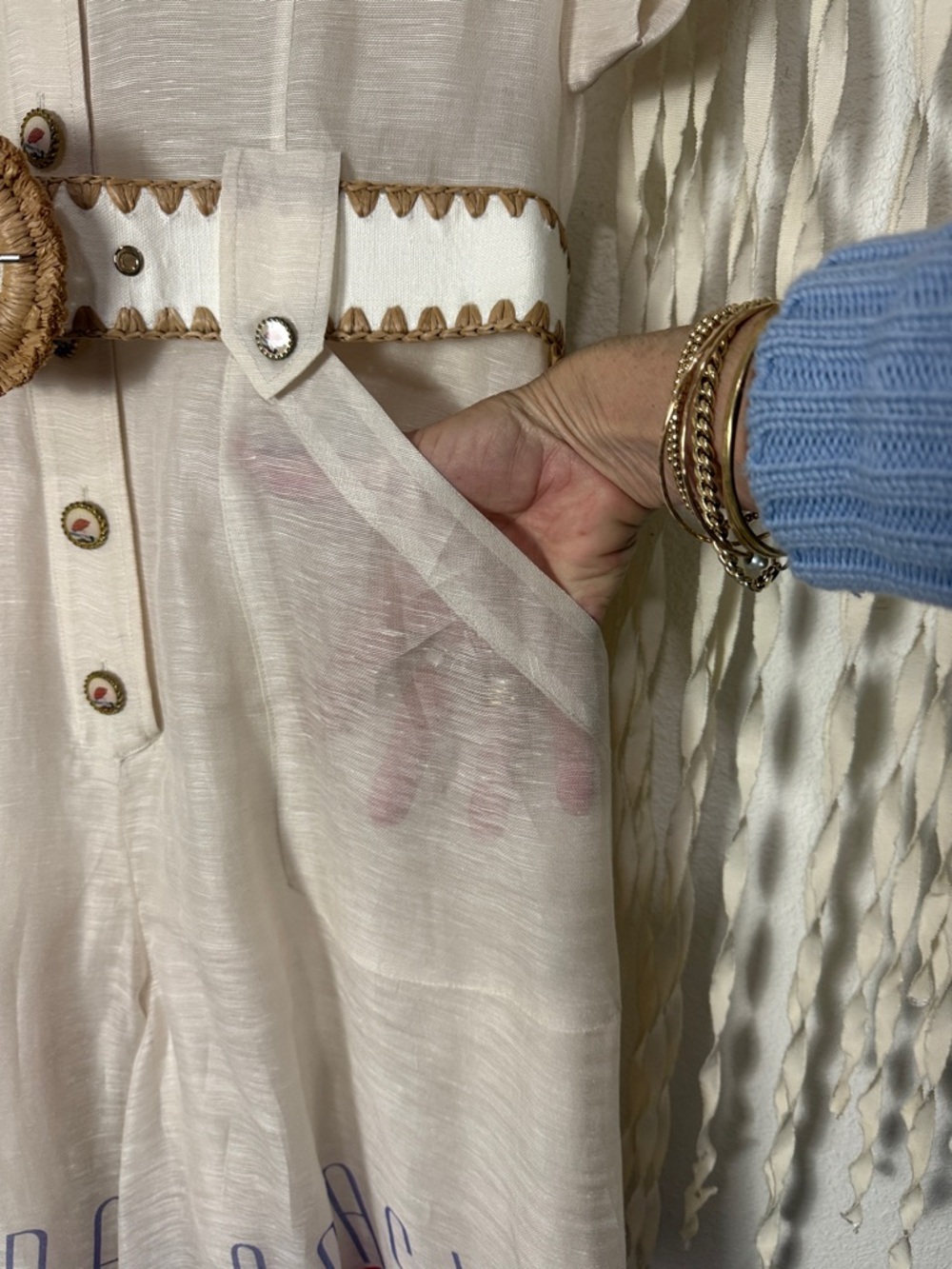 Zimmermann RARE Postcard Resort Belted Linen Silk Wide Leg Crop Jumpsuit 2/M/6-8 - Picture 3 of 11